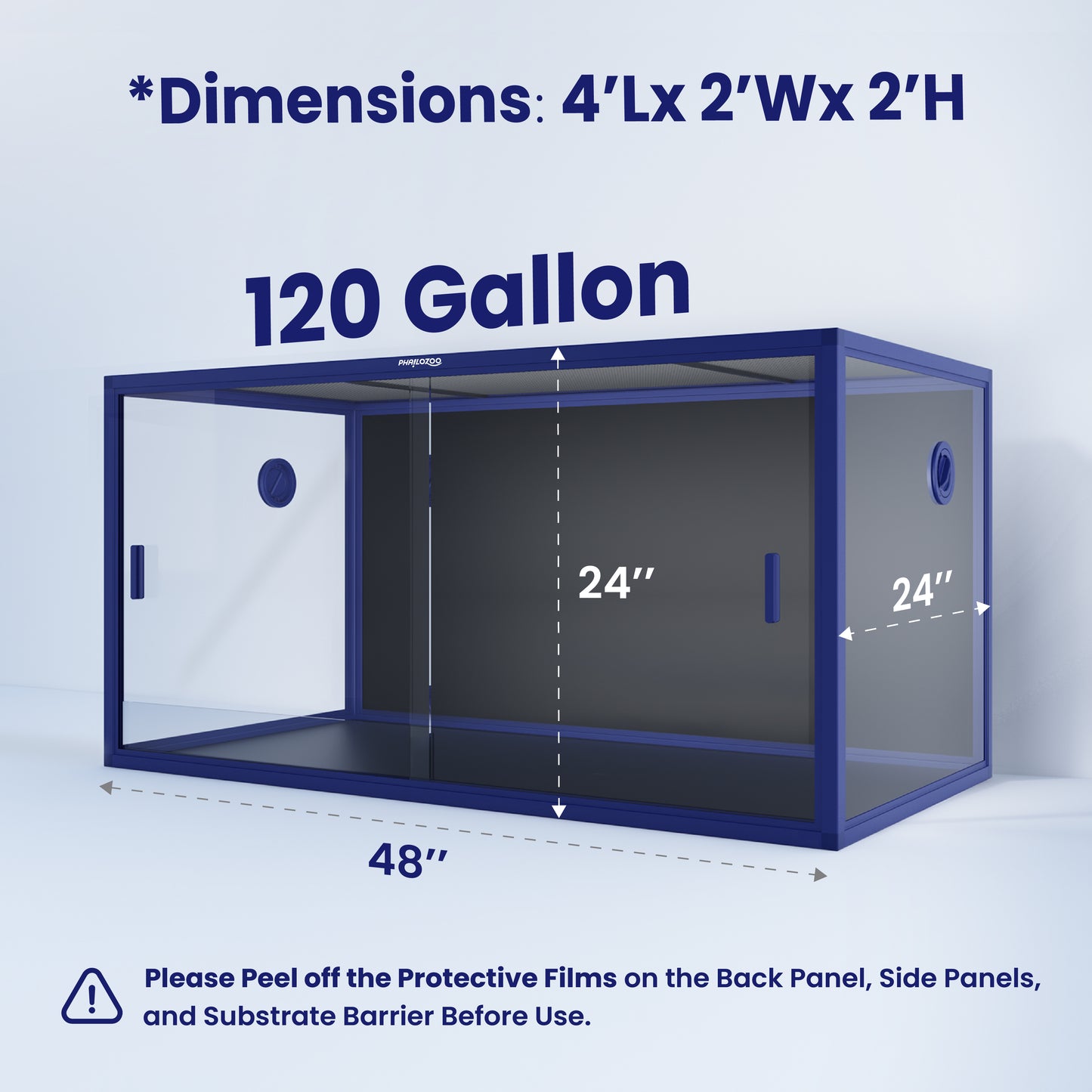 Phailozoo 120 Gallon Reptile Enclosure (4' x 2' x 2')