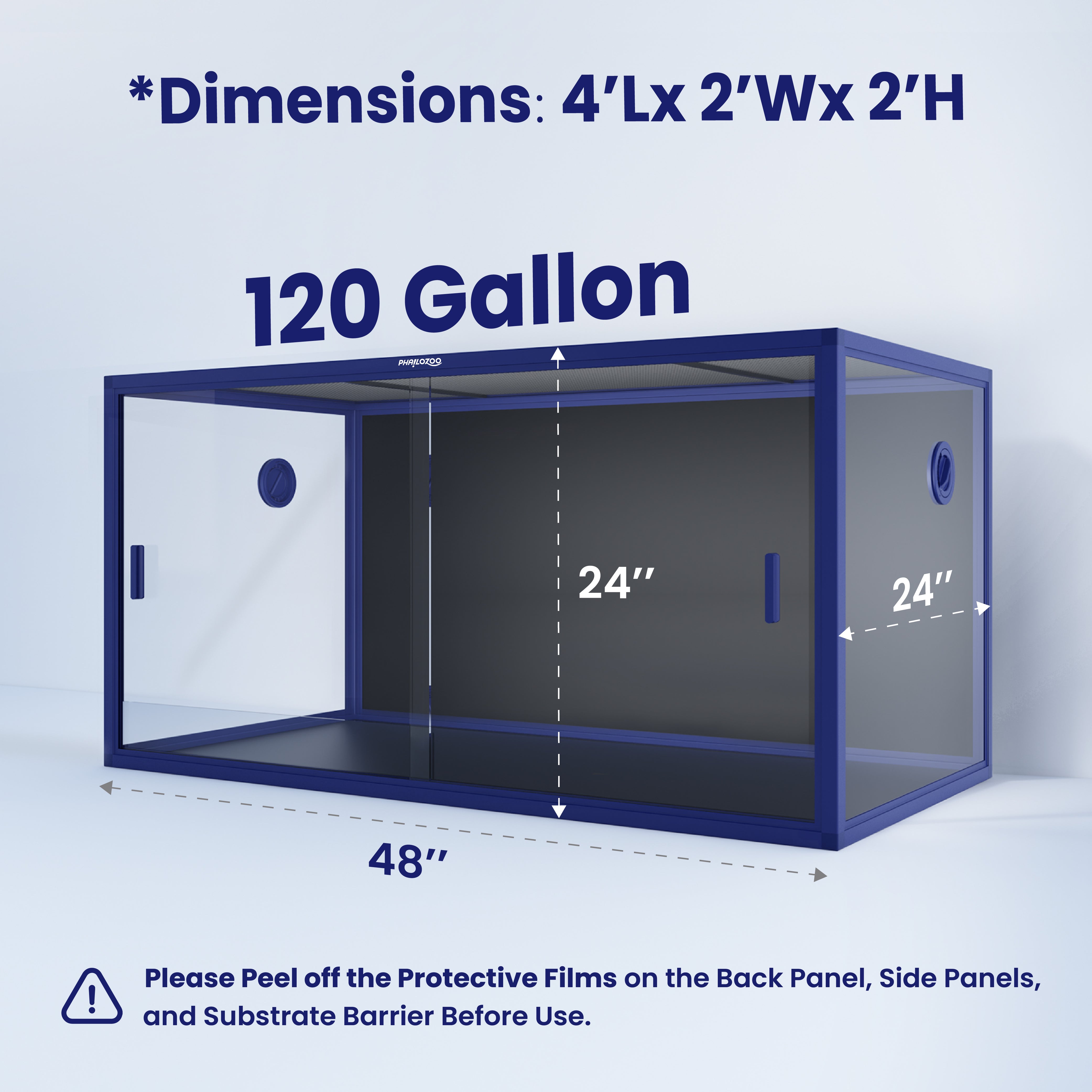 Phailozoo 120 Gallon Reptile Enclosure (4' x 2' x 2